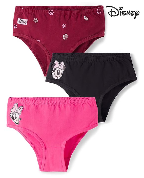 Pine Kids Disney Lycra Knit Panties With Minnie Mouse Graphics Pack of 3 - Multicolor