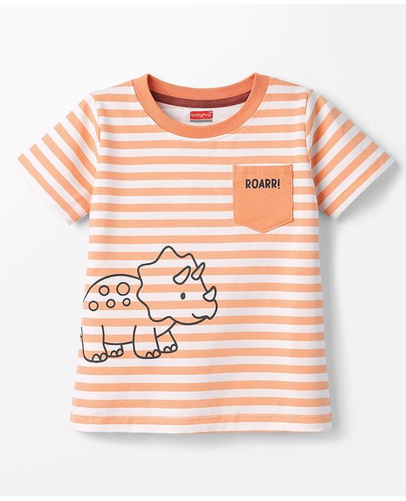 Babyhug 100% Cotton Knit T-Shirts Half Sleeves with Graphics Pack of 3 Multi Color 6-9 Months