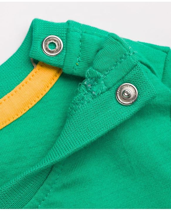 Babyhug Single Jersey Knit Half Sleeves T-Shirt & Denim Shorts With Animal Print - Green