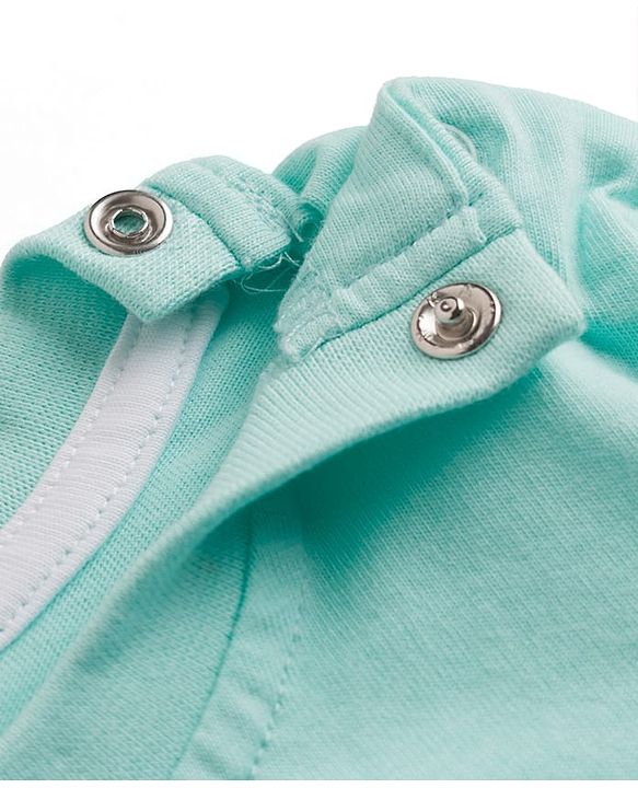 Babyhug 100% Cotton Knit Half Sleeves Giraffe Printed & Striped T-Shirt & Shorts Set - Light Blue & Green