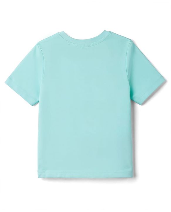 Babyhug 100% Cotton Knit Half Sleeves Giraffe Printed & Striped T-Shirt & Shorts Set - Light Blue & Green