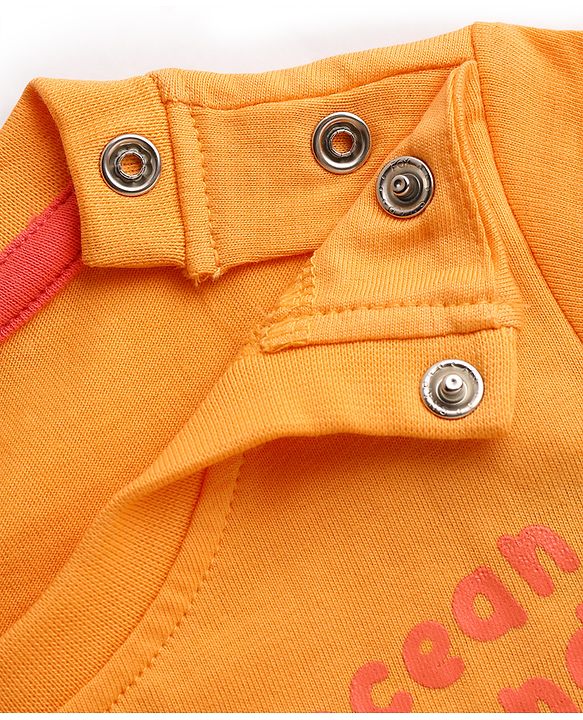 Babyhug Cotton Knit T-Shirt with Graphics Half Sleeves Round Neck Orange Color 6-9 Months