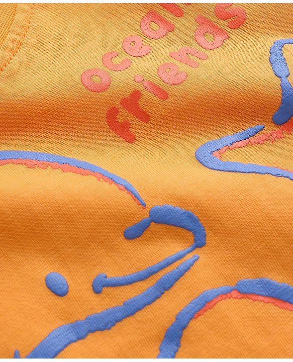 Babyhug Cotton Knit T-Shirt with Graphics Half Sleeves Round Neck Orange Color 6-9 Months