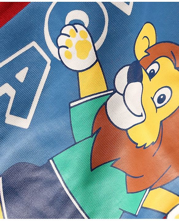 Babyhug Single Jersey Knit Half Sleeves T-Shirt & Denim Shorts With Lion Print - Red & Blue