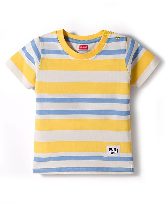 Babyhug Cotton Knit Half Sleeves Striped T-Shirts Pack of 3 - Multicolor