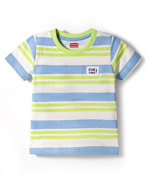 Babyhug Cotton Knit Half Sleeves Striped T-Shirts Pack of 3 - Multicolor