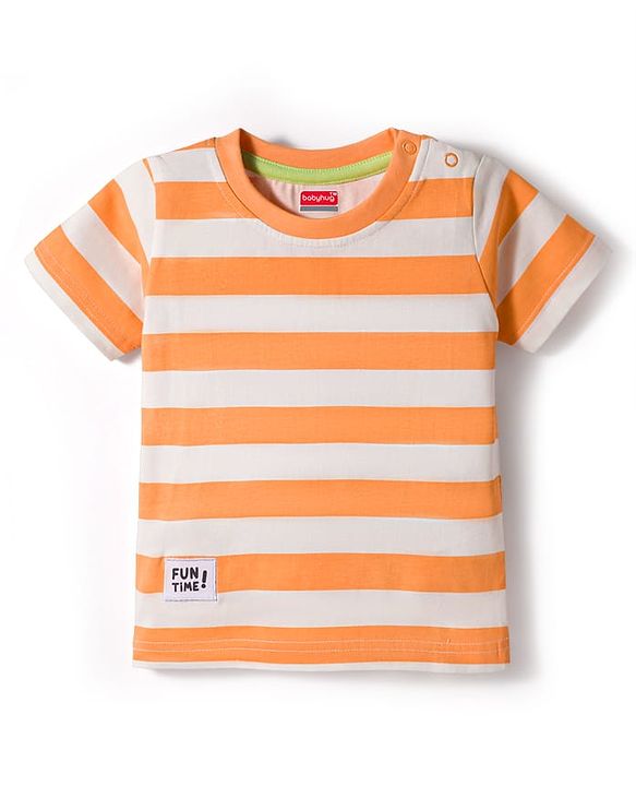 Babyhug Cotton Knit Half Sleeves Striped T-Shirts Pack of 3 - Multicolor
