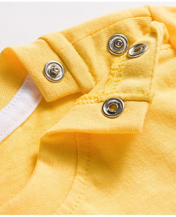 Babyhug Single Jersey Knit Half Sleeves Elephant Printed T-Shirt & Striped Shorts - Yellow, Blue & Green