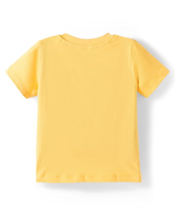 Babyhug Single Jersey Knit Half Sleeves Elephant Printed T-Shirt & Striped Shorts - Yellow, Blue & Green