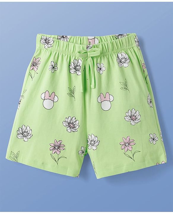 Pine Kids Disney Single Jersey Knit Half Sleeves T-Shirt & Shorts Night Suit With Minnie Mouse Graphics - Multicolor
