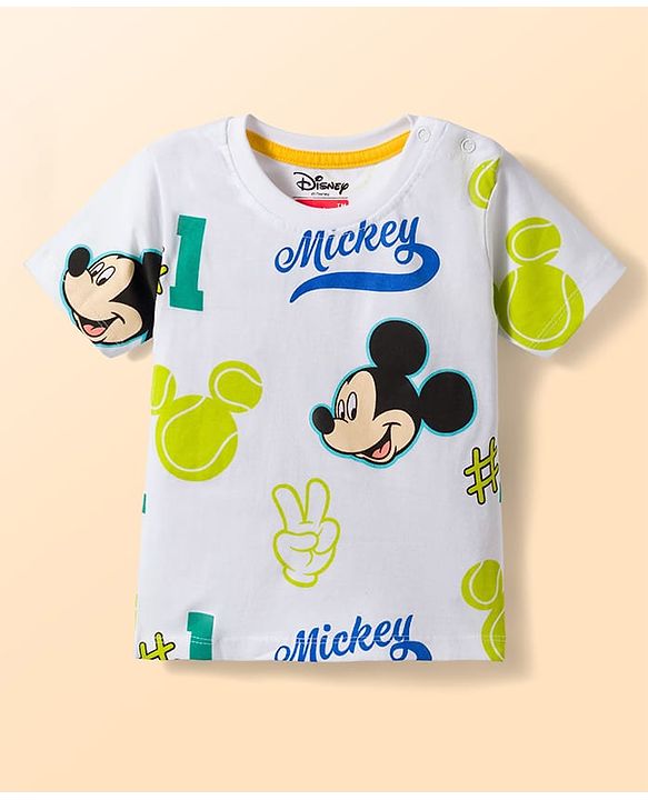 Babyhug Disney Single Jersey Knit Half Sleeves T-Shirts With Mickey Mouse Graphics Pack of 3 - Multicolor