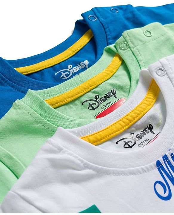 Babyhug Disney Single Jersey Knit Half Sleeves T-Shirts With Mickey Mouse Graphics Pack of 3 - Multicolor