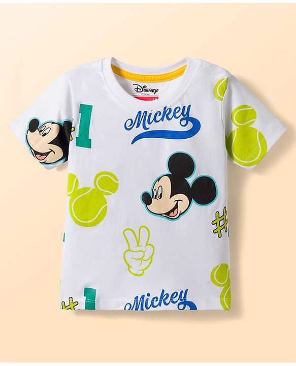 Babyhug Disney Single Jersey Knit Half Sleeves T-Shirts With Mickey Mouse Graphics Pack of 3 - Multicolor