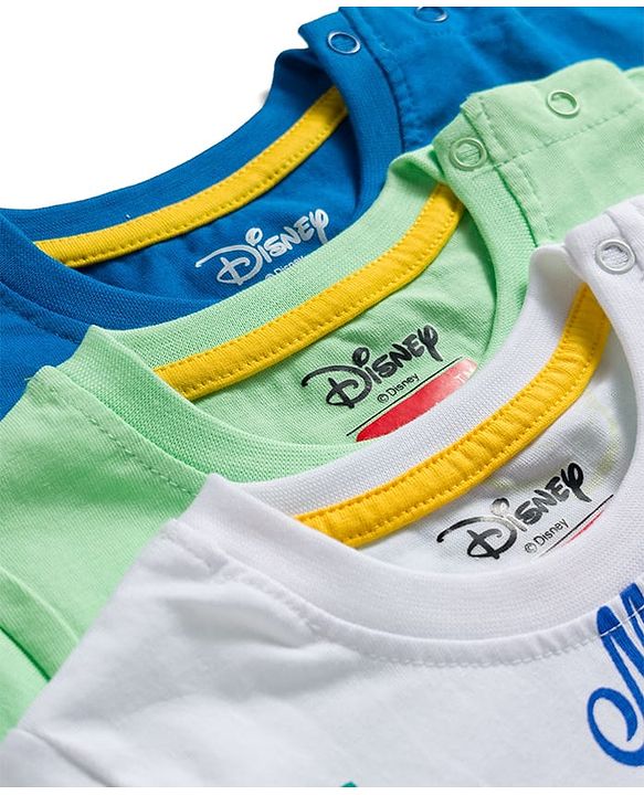 Babyhug Disney Single Jersey Knit Half Sleeves T-Shirts With Mickey Mouse Graphics Pack of 3 - Multicolor