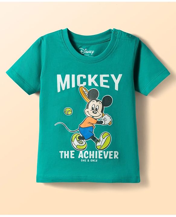 Babyhug Disney Single Jersey Knit Half Sleeves T-Shirts With Mickey Mouse Graphics Pack of 2 - Multicolor