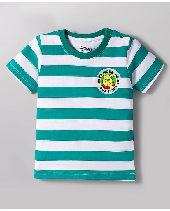 Babyhug Disney Single Jersey Knit Half Sleeves Striped T-Shirts with Winnie the Pooh Graphic Pack of 2 - Multicolor