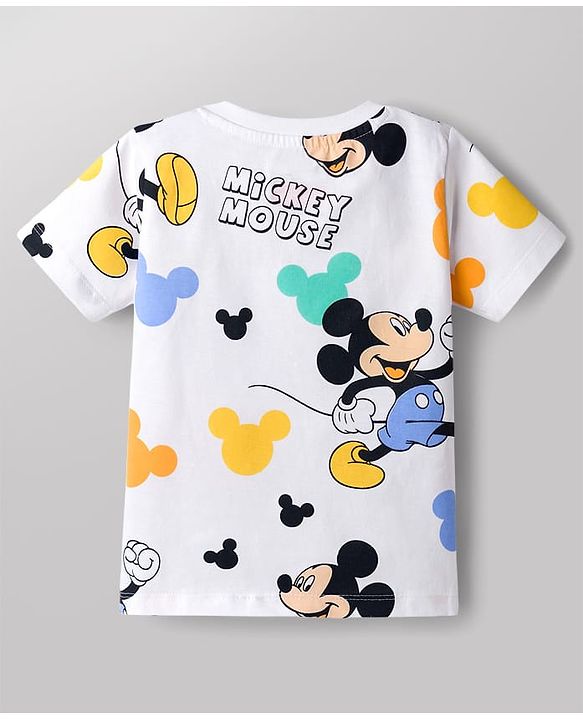 Babyhug Disney Single Jersey Knit Half Sleeves T-Shirts & Shorts Co-ord Night Suit with Mickey Mouse Graphics - Multicolor