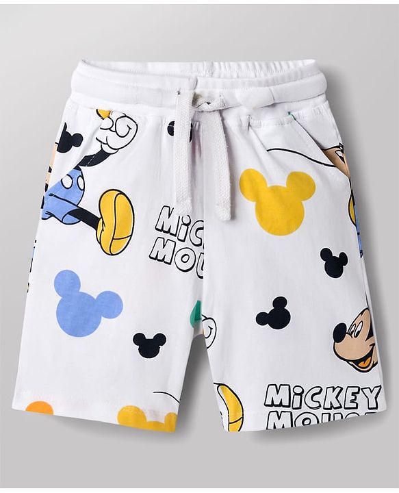 Babyhug Disney Single Jersey Knit Half Sleeves T-Shirts & Shorts Co-ord Night Suit with Mickey Mouse Graphics - Multicolor