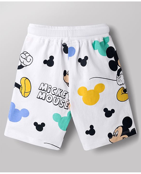 Babyhug Disney Single Jersey Knit Half Sleeves T-Shirts & Shorts Co-ord Night Suit with Mickey Mouse Graphics - Multicolor