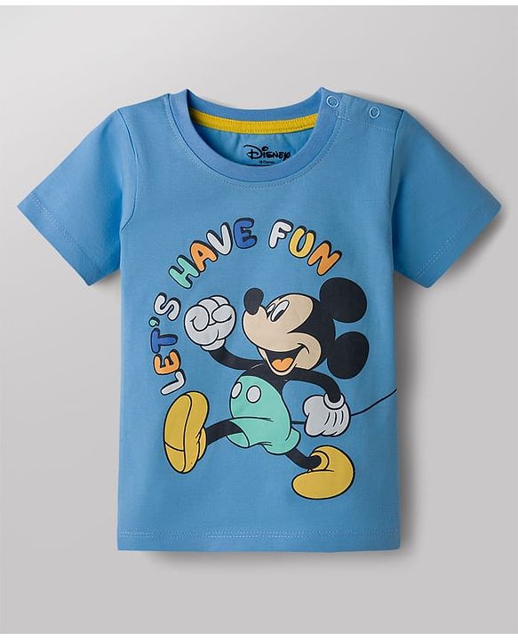 Babyhug Disney Single Jersey Knit Half Sleeves T-Shirts & Shorts Co-ord Night Suit with Mickey Mouse Graphics - Multicolor