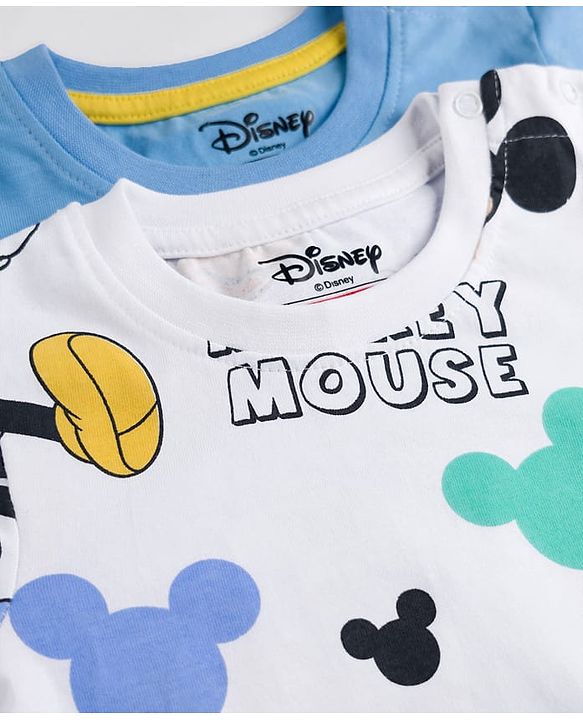 Babyhug Disney Single Jersey Knit Half Sleeves T-Shirts & Shorts Co-ord Night Suit with Mickey Mouse Graphics - Multicolor