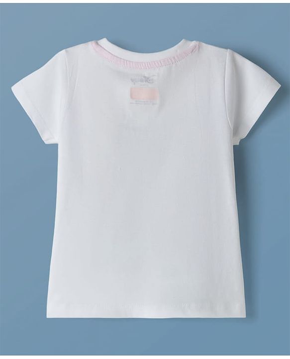 Babyhug Disney Single Jersey Knit Half Sleeves T-Shirt with Minnie Mouse Graphic - White