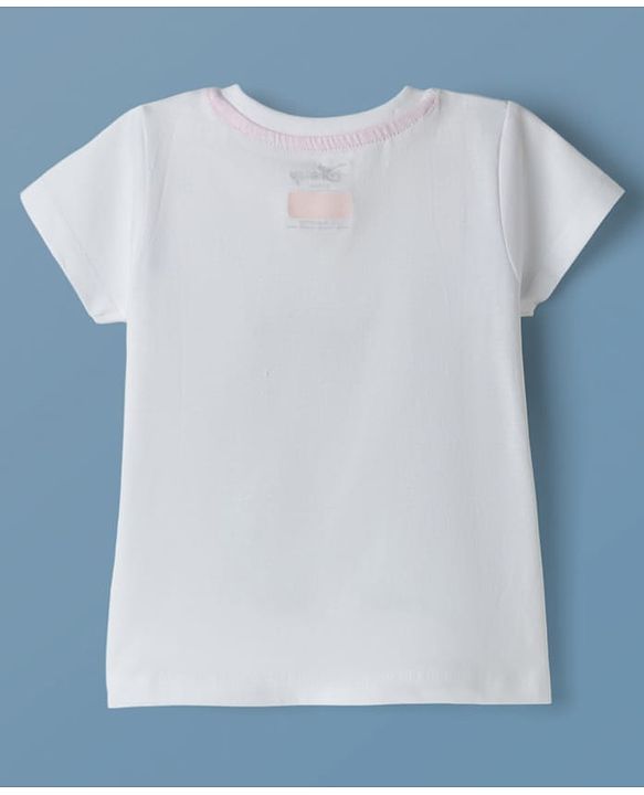 Babyhug Disney Single Jersey Knit Half Sleeves T-Shirt with Minnie Mouse Graphic - White