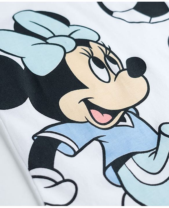 Babyhug Disney Single Jersey Knit Half Sleeves T-Shirt with Minnie Mouse Graphic - White