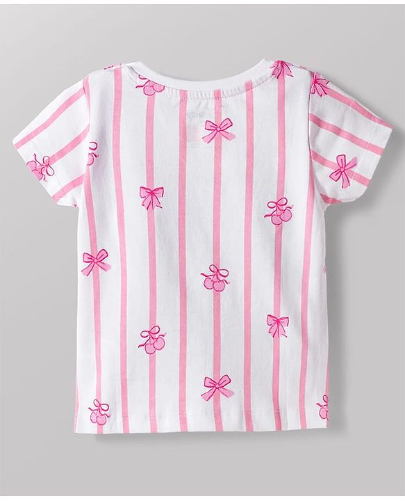 Babyhug Disney Single Jersey Knit Half Sleeves T-Shirts with Minnie Mouse Print Pack of 2 - Pink & White