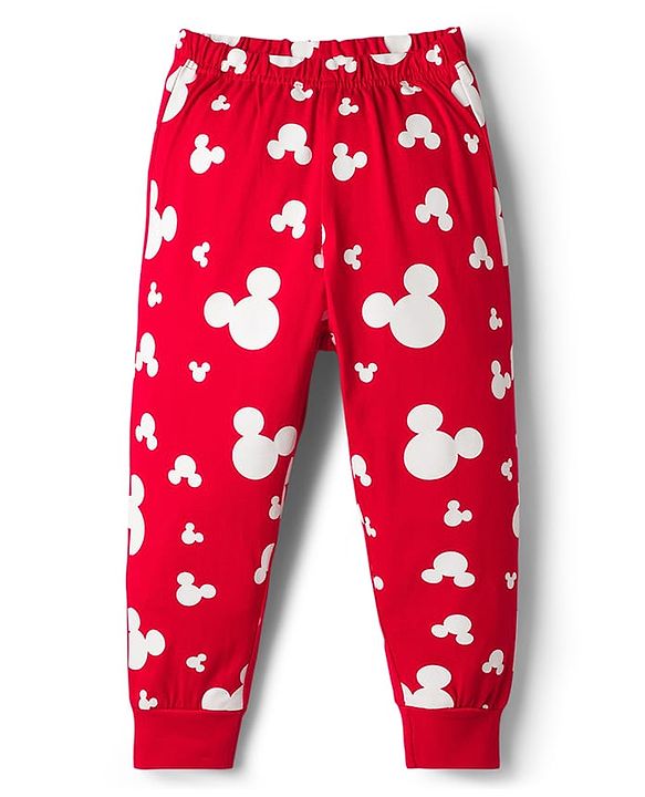 Babyhug Disney Single Jersey Knit Full Sleeves T-Shirt & Pyjama Night-Suit With Minnie Mouse Graphics - Red