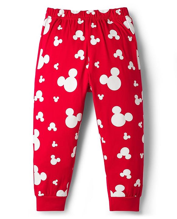 Babyhug Disney Single Jersey Knit Full Sleeves T-Shirt & Pyjama Night-Suit With Minnie Mouse Graphics - Red