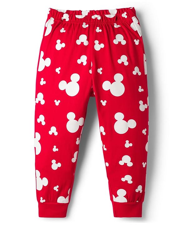 Babyhug Disney Single Jersey Knit Full Sleeves T-Shirt & Pyjama Night-Suit With Minnie Mouse Graphics - Red