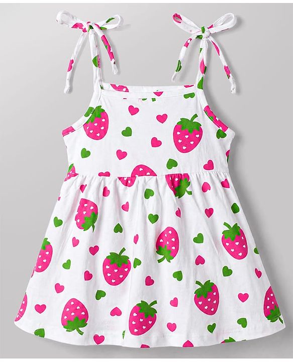 Babyhug Single Jersey Knit Sleeveless Strawberry & Hearts Printed Frocks Pack Of 2 - Multicolor