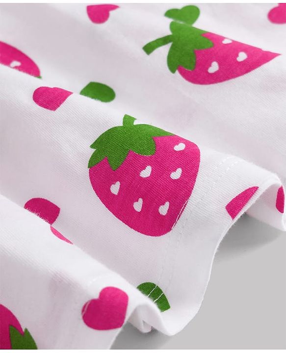 Babyhug 100% Cotton Single Jersey Knit Sleeveless Strawberry & Hearts Printed Frocks Pack Of 2 - Multicolor