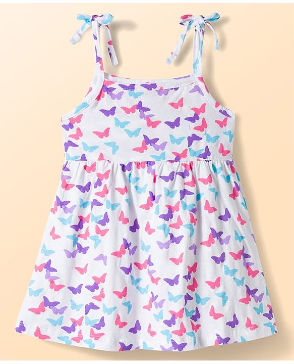 Babyhug Single Jersey Knit Sleeveless Fit & Flare Frock With Butterfly Print Pack of 2 - Multicolor