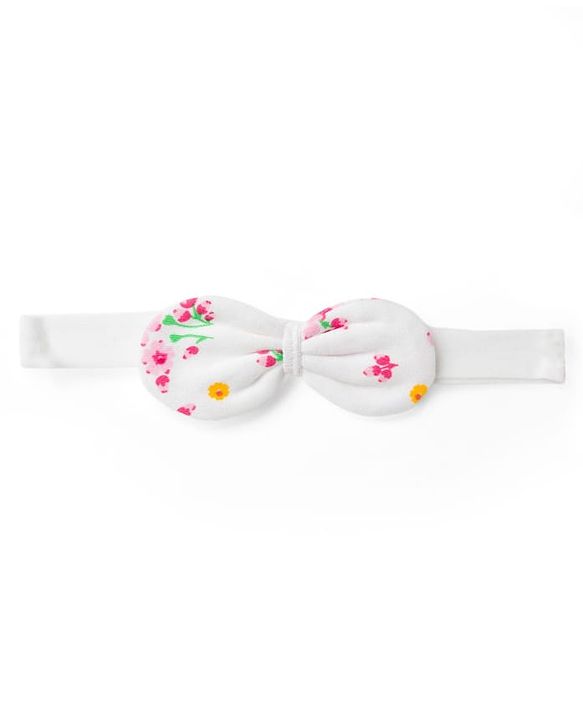 Babyhug 100% Cotton Knit Full Sleeves Floral & Bunny Printed Onesie with Hairband - Dark Pink & White