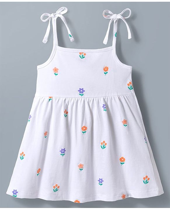 Babyhug Single Jersey Knit Sleeveless Fit & Flare Frock With Floral Print Pack of 2 - Multicolor
