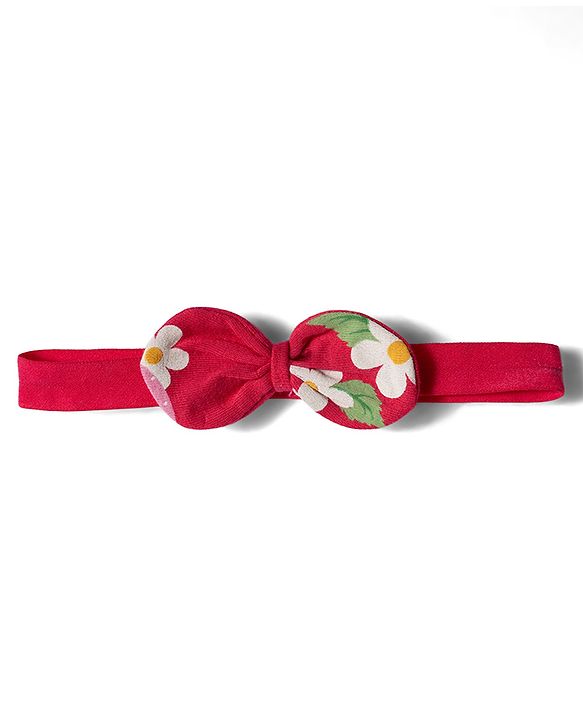 Babyhug 100% Cotton Knit Frill Sleeves Strawberry & Floral Printed Onesies with Headband & Booties - Red
