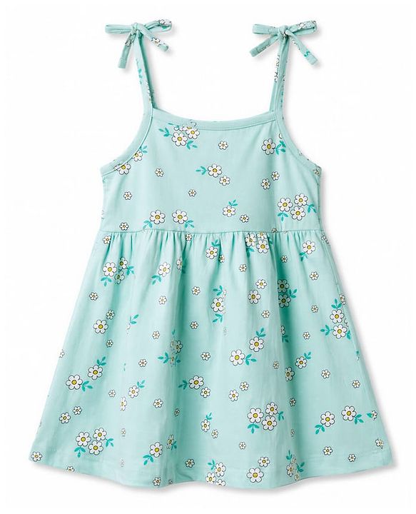 Babyhug Cotton Knit Sleeveless Frock Style Onesie with Headband, Booties, Mittens & Bow Print Multi Color 0-0 Months