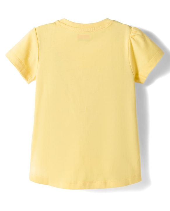 Babyhug Cotton Knit Half Sleeves Floral Printed T-Shirt & Capri Night Suit - Yellow