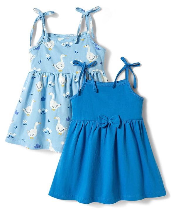 Babyhug Single Jersey Knit One Piece Dresses/Frocks with Shoulder Straps Multi Color New Born
