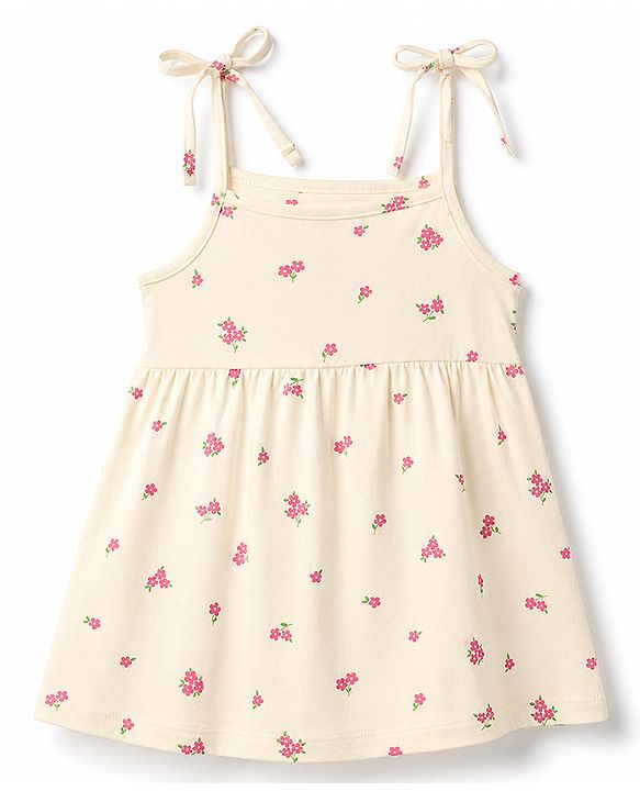 Babyhug Cotton Knit One Piece Dresses/Frocks with Bow & All Over Prints Multi Color New Born Pack of 2