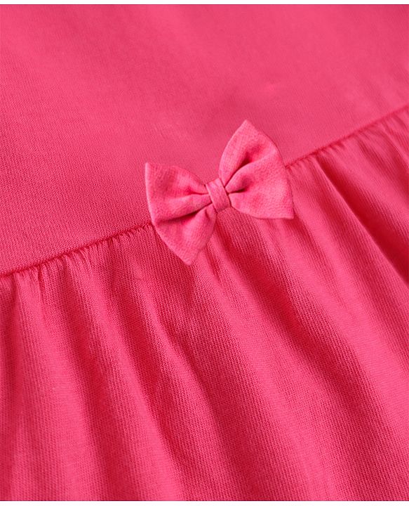 Babyhug Cotton Knit One Piece Dresses/Frocks with Bow & All Over Prints Multi Color New Born Pack of 2