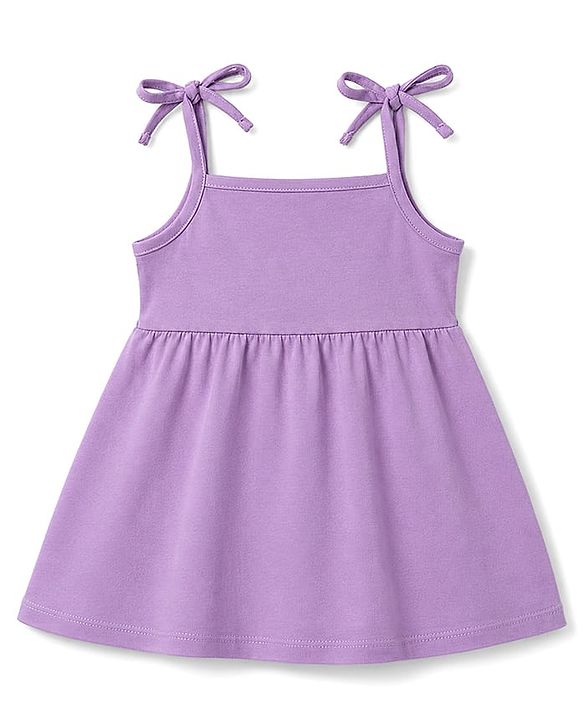 Babyhug 100% Cotton Single Jersey Knit Sleeveless Fit and Flare Frocks With Floral Print & Bow Applique Pack of 2 - Multicolor