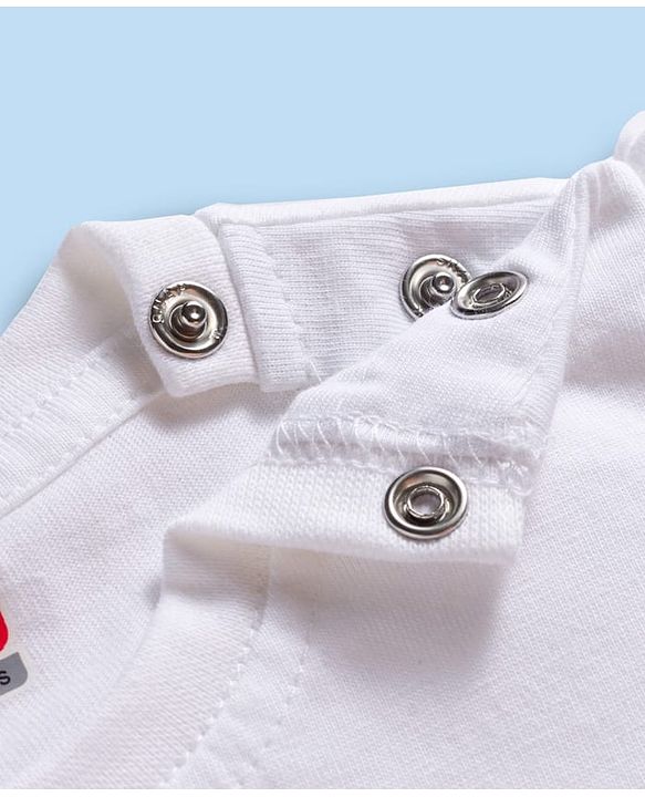 Babyhug Cotton Knit Half Sleeves T-Shirt & Shorts Night Suit with Cherry Print - White