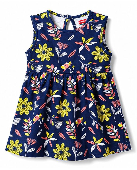 Babyhug Cotton Knit Multi-pack/ Value Packs Sleeveless Frocks with Bow Pack Of 2  Multi Color New Born