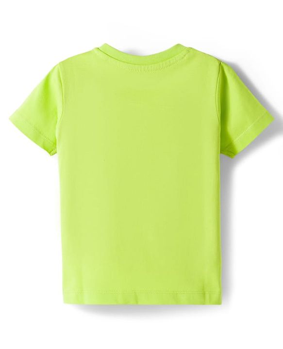 Babyhug Cotton Knit Half Sleeves T-Shirt & Shorts Night Suit with Monkey Print & Stripes - Green