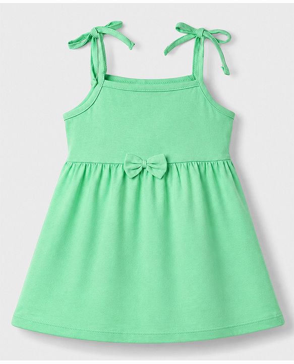 Babyhug 100% Cotton Knit Sleeveless Floral Printed Frocks With Bow Applique Pack Of 2 - Multicolor