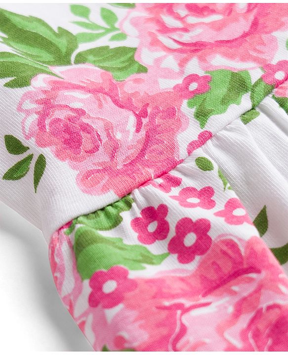 Babyhug 100% Cotton Knit Sleeveless Floral Printed Frocks With Bow Applique Pack Of 2 - Multicolor