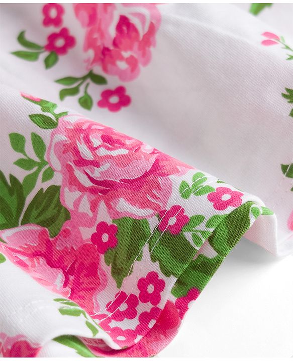 Babyhug 100% Cotton Knit Sleeveless Floral Printed Frocks With Bow Applique Pack Of 2 - Multicolor